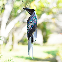 Coconut fiber wind chime, 'Sweet Serenade' - Handcrafted Coconut Fiber Wind Chime from Bali