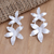 Sterling silver drop earrings, 'Snow Blooms' - Sterling Silver Drop Earrings with Floral Motif (image 2b) thumbail