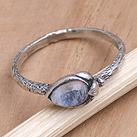 Rainbow moonstone single stone ring, 'Fondest Wish'