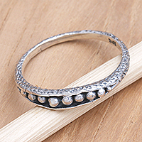 Sterling silver band ring, 'Pandawa Beach'