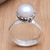 Cultured pearl single stone ring, 'Wild Winter' - Cultured Pearl and Sterling Silver Single Stone Ring (image 2) thumbail