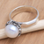 Cultured pearl single stone ring, 'Wild Winter' - Cultured Pearl and Sterling Silver Single Stone Ring (image 2b) thumbail
