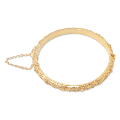 Gold-plated bangle bracelet, 'Glamorous Gold' - Artisan Crafted Gold-Plated Bangle Bracelet from Bali