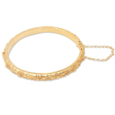 Gold-plated bangle bracelet, 'Glamorous Gold' - Artisan Crafted Gold-Plated Bangle Bracelet from Bali