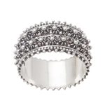 Sterling silver band ring, 'Bunga Paya' - Handmade Sterling Silver Band Ring from Bali