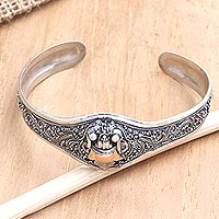 Gold-accented cuff bracelet, 'Demon Queen' - Artisan Crafted Gold-Accented Cuff Bracelet