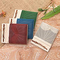 Natural fiber journals, 'Doodle a Day' (set of 4) - Natural Fiber Journals with Rice Paper (Set of 4)