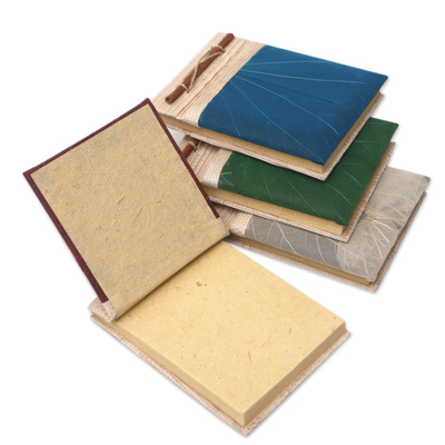 Naturfaser-Tagebücher mit Reispapier (4er-Set)
