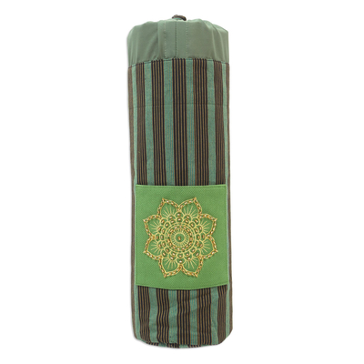 Portador de colchoneta de yoga de algodón - Portador de colchoneta de yoga de algodón Ikat con acento Lurik
