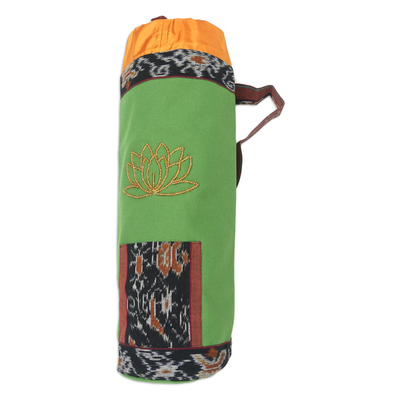 Portador de colchoneta de yoga de algodón Ikat - Bolsa para esterilla de yoga de ikat con cordón