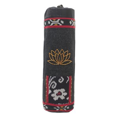 Portador de colchoneta de yoga de algodón Ikat - Portador de colchoneta de yoga de algodón Ikat con detalle de cuentas de vidrio