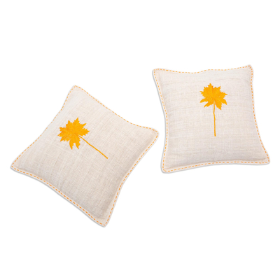 Embroidered Cotton Cushion Covers from Bali (Pair)