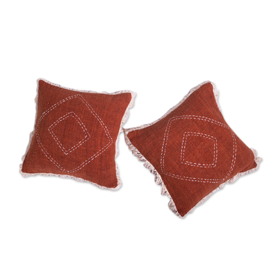Fringed Cotton Cushion Covers from Bali (Pair)