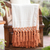 Cotton throw, 'Balinese Warmth' - Hand Crafted Fringed Cotton Throw thumbail