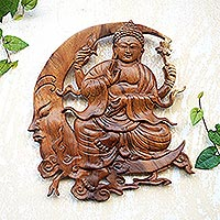 Wood relief panel, 'Dreaming Buddha'