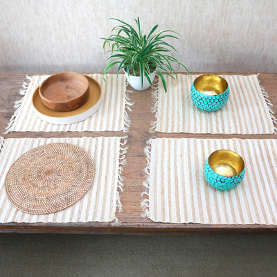Cotton blend placemats, 'Traditional Table' (set of 4) - Woven Cotton Blend Placemats from Bali (Set of 4)