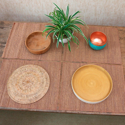 Tischsets aus Baumwollmischung, 'Dark Espresso' (4er-Set) - Tischsets aus Baumwolle und Naturfasern aus Bali (4er-Set)