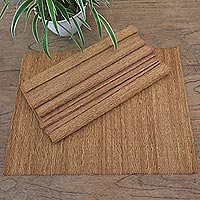 Cotton blend placemats, 'Gingerbread' (set of 4) - Woven Cotton and Natural Fiber Placemats (Set of 4)