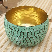 Copper decorative bowl, 'Antiqued Bali' - Hand Crafted Copper Decorative Bowl with Antiqued Exterior