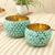 Copper decorative bowls, 'Twin Green' (pair) - Copper Decorative Bowls with Antiqued Exterior (Pair) thumbail
