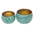 Copper decorative bowls, 'Twin Green' (pair) - Copper Decorative Bowls with Antiqued Exterior (Pair) (image 2a) thumbail
