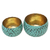 Copper decorative bowls, 'Twin Green' (pair) - Copper Decorative Bowls with Antiqued Exterior (Pair) (image 2d) thumbail