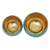 Copper decorative bowls, 'Twin Green' (pair) - Copper Decorative Bowls with Antiqued Exterior (Pair) (image 2e) thumbail
