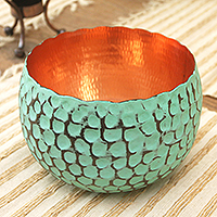 Copper decorative bowl, 'Antiqued Java' - Hand Crafted Copper Decorative Bowl with Antiqued Exterior