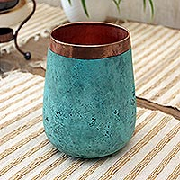Copper vase, 'Royal Java' (6.75 inch) - Hand Crafted Javanese Copper Vase (6.75 Inch)