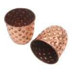 Copper cups, 'Rosy Polka Dots' (pair) - Hammered Copper Cups Handcrafted in Java (Pair)