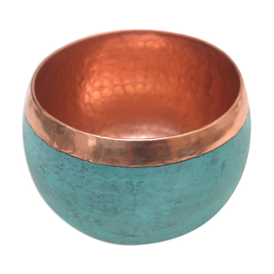 Decorative Copper Bowl with Hammered Finish