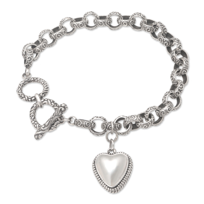 pulsera con charm de perlas cultivadas - Pulsera de perlas cultivadas con motivo de corazón