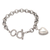 Cultured pearl charm bracelet, 'Rare Heart' - Cultured Pearl Charm Bracelet with Heart Motif