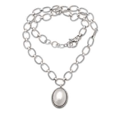 Halskette aus Zuchtperlen - Halskette mit Anhänger aus kultivierten Mabe-Perlen