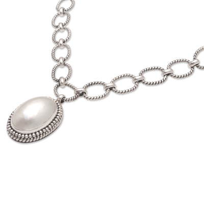 Halskette aus Zuchtperlen - Halskette mit Anhänger aus kultivierten Mabe-Perlen