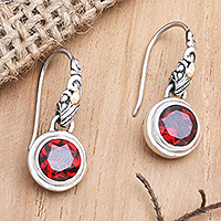 Featured review for Gold-accented garnet dangle earrings, Tropical Color in Volcano