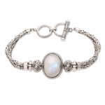 Rainbow moonstone pendant bracelet, 'Rare Moon' - Rainbow Moonstone Pendant Bracelet from Bali