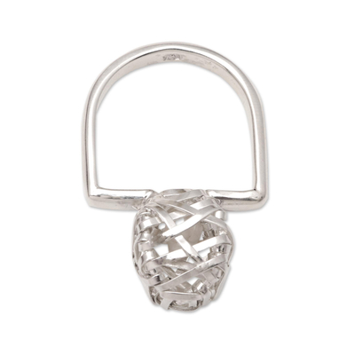 Cultured pearl cocktail ring, 'Nest Egg' - Cultured Pearl and Sterling Silver Cocktail Ring