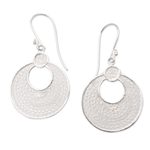 Sterling silver filigree dangle earrings, 'Filigree Eclipse' - Artisan Crafted Sterling Silver Dangle Earrings