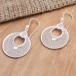 Sterling silver filigree dangle earrings, 'Filigree Eclipse' - Artisan Crafted Sterling Silver Dangle Earrings