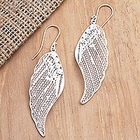 Sterling silver filigree dangle earrings, 'Wing It' - Sterling Silver Filigree Dangle Earrings from Java