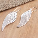 Sterling silver filigree dangle earrings, 'Wing It' - Sterling Silver Filigree Dangle Earrings from Java