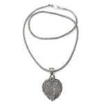 Sterling silver pendant necklace, 'Autumn Again' - Sterling Silver Pendant Necklace with Leaf Motif