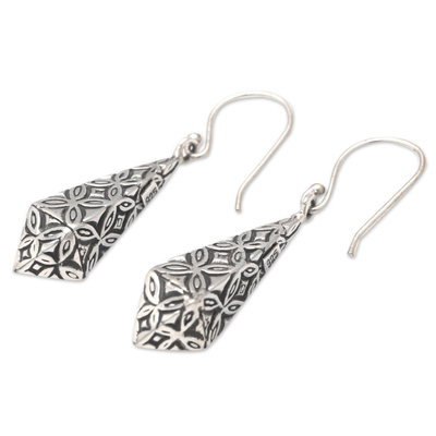 Sterling silver dangle earrings, 'Fancy Tie' - Handcrafted Sterling Silver Dangle Earrings