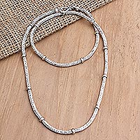 Sterling silver chain necklace, 'Joyful Inside'