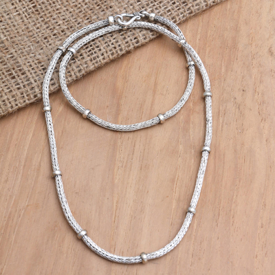 Sterling silver chain necklace, 'Joyful Inside' - Artisan Crafted Sterling Silver Chain Necklace