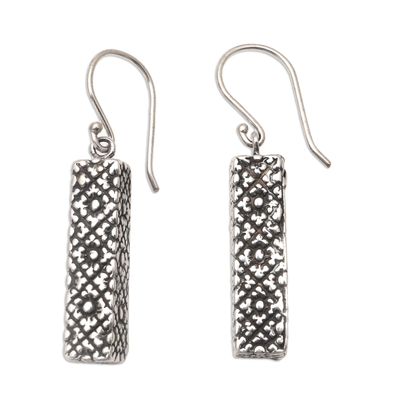 Sterling silver dangle earrings, 'Gleeful Girl' - Handcrafted Sterling Silver Dangle Earrings
