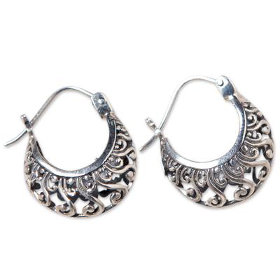 Sterling silver hoop earrings, 'Sweet Silver' - Hand Made Sterling Silver Hoop Earrings
