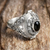 Onyx locket ring, 'Careful Heart' - Sterling Silver and Onyx Locket Ring (image 2) thumbail