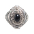 anillo de medallón de ónix - Anillo medallón de plata de ley y ónix